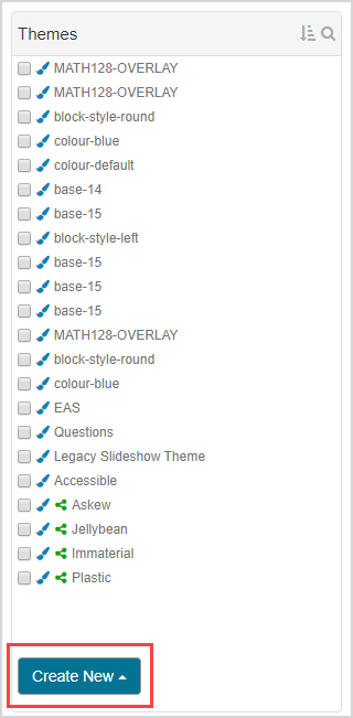 Create New button is at the bottom of the Themes pane.
